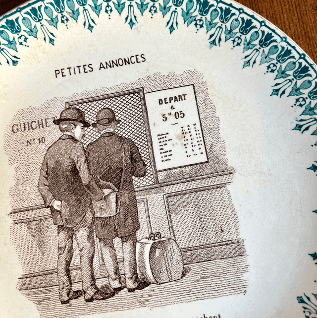 Assiette parlante série «  les petites annonces » Digoin Sarreguemines