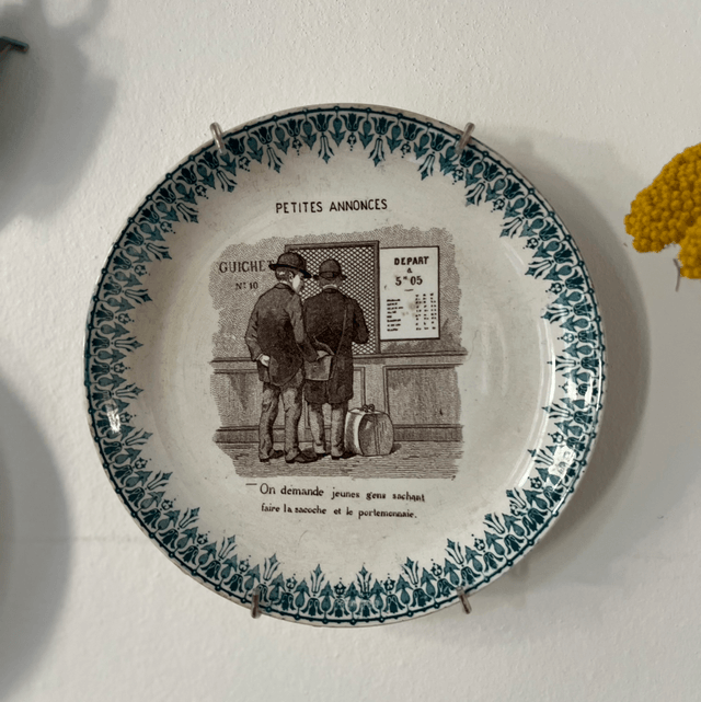 Assiette parlante série «  les petites annonces » Digoin Sarreguemines